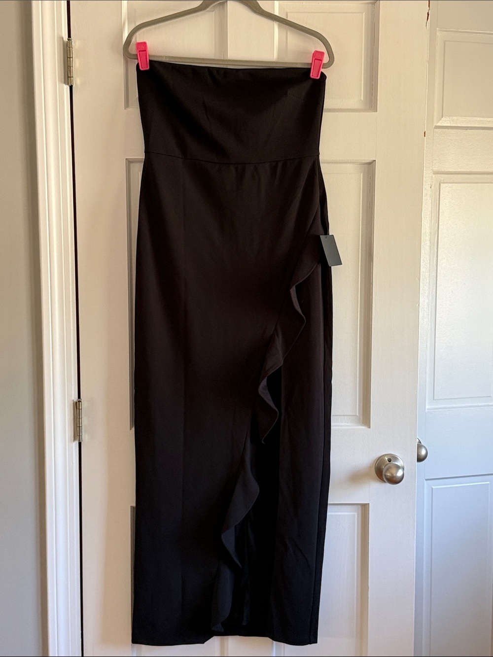 Lulu's Black Strapless Ruffle Maxi Dress